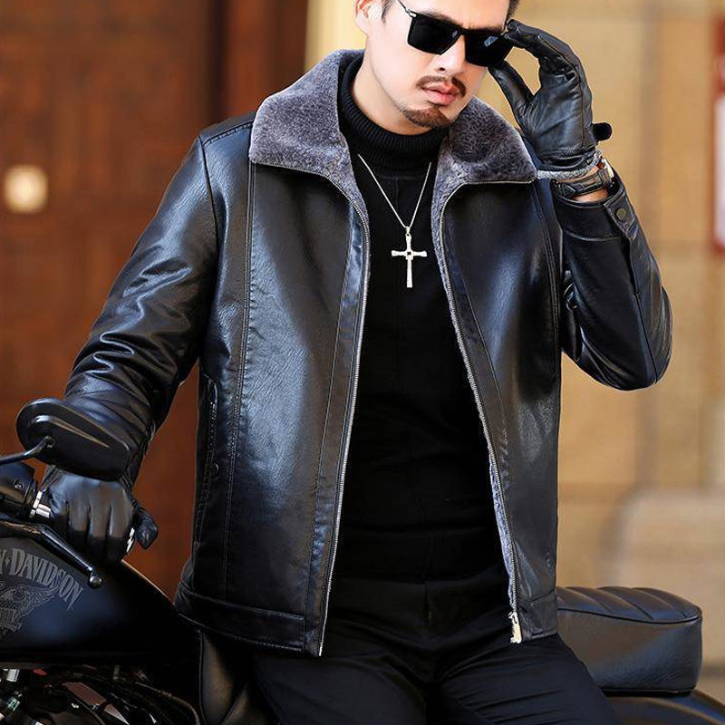 ❄️Winter Specials❄️ Men's Faux Fur Lined PU Leather Warm Jacket