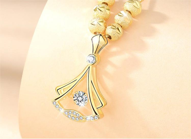 Gingko Necklace with Diamonds