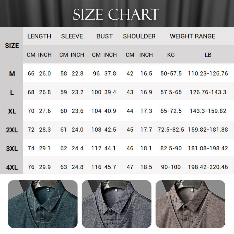 Men's Faux Two Piece Lapel Long-Sleeve Tops🔥