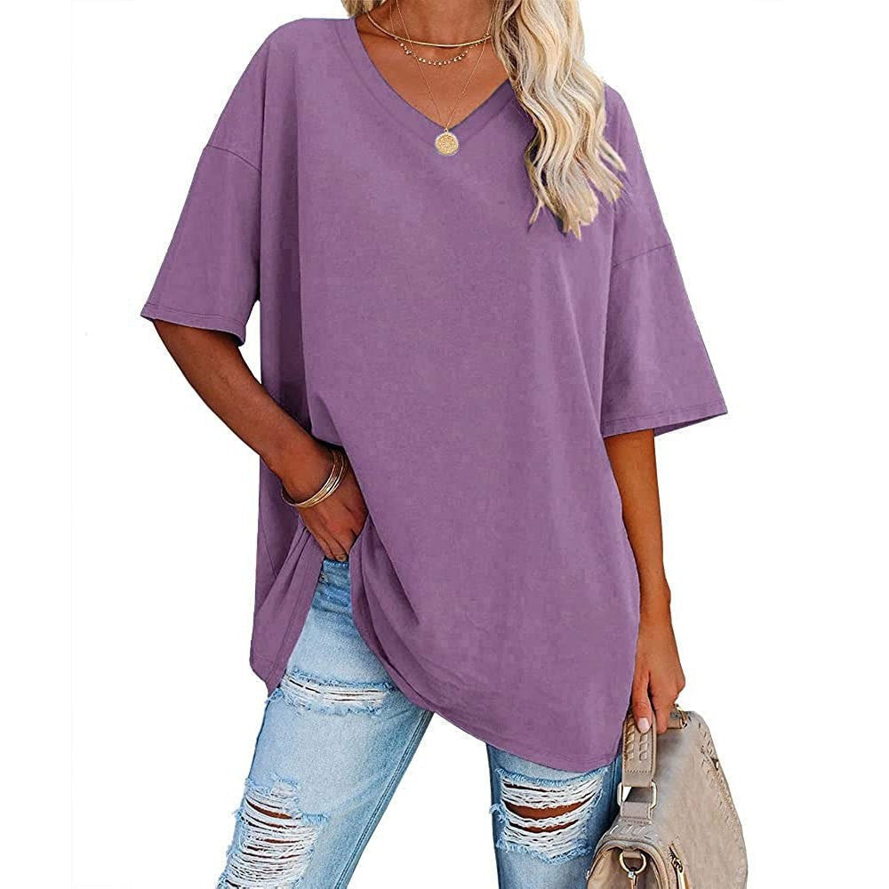 Last Day Sale 49%-Women's Casual Loose V-neck T-shirt