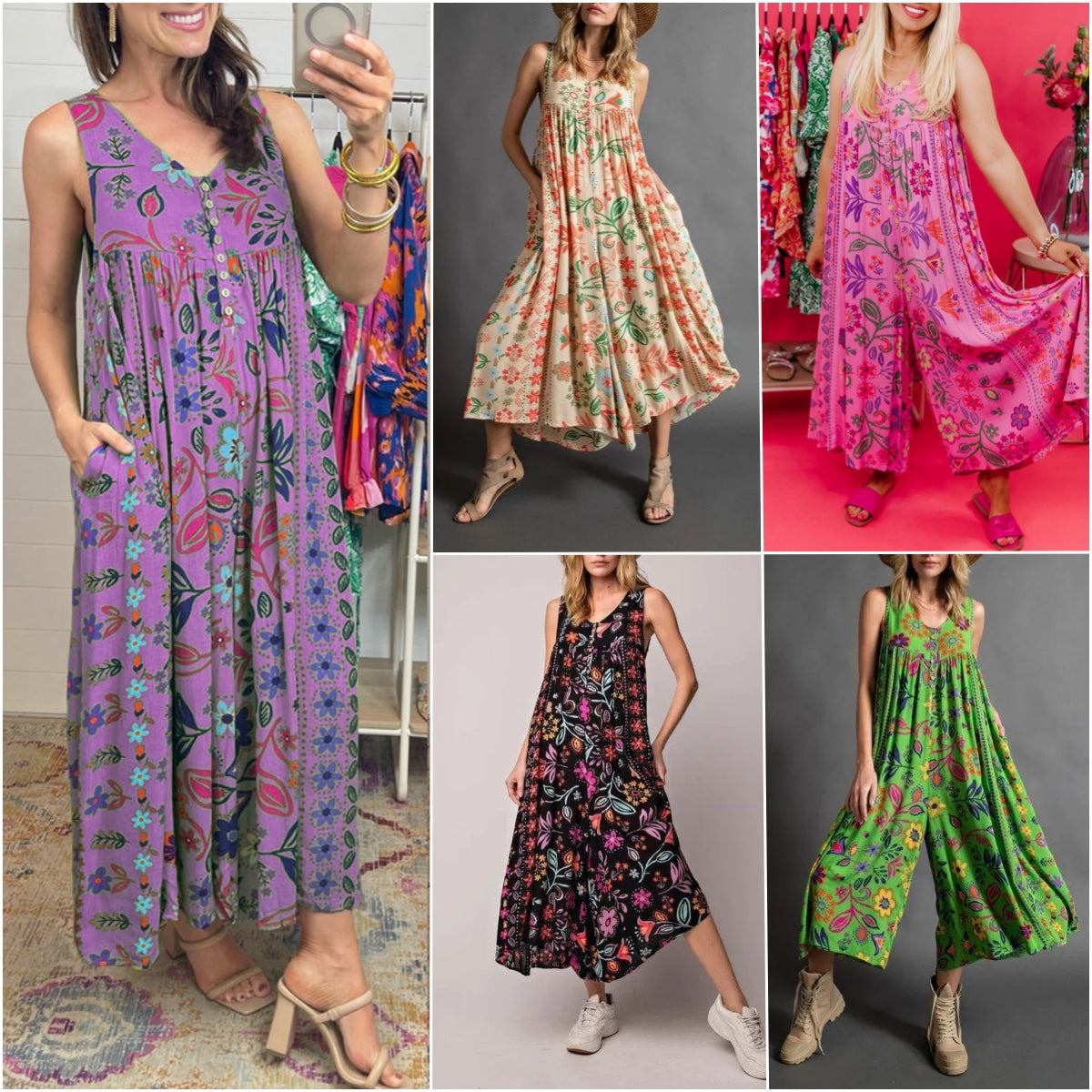 🔥HOT SALE💃✨Vintage Print Loose Sleeveless Jumpsuit