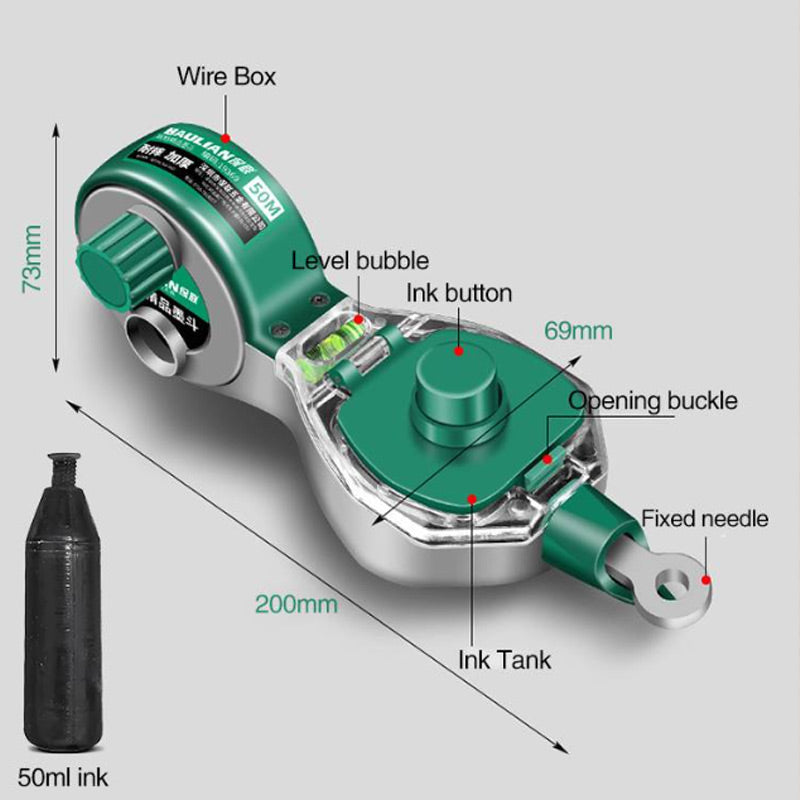 Durable Manual Chalk Line Reel with Leveler