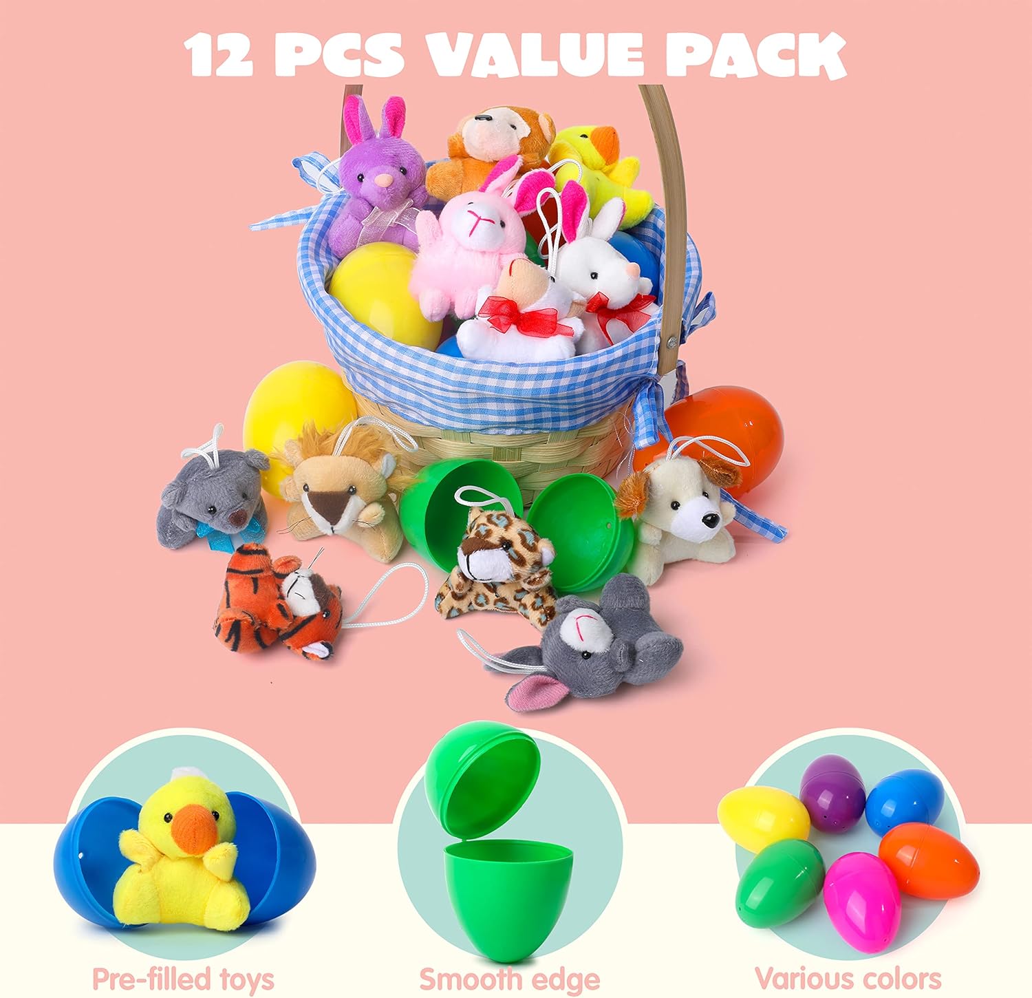 🎁Easter Hot Sale 50% OFF😍Prefilled Easter Eggs, Filled with Plush Animal Toys