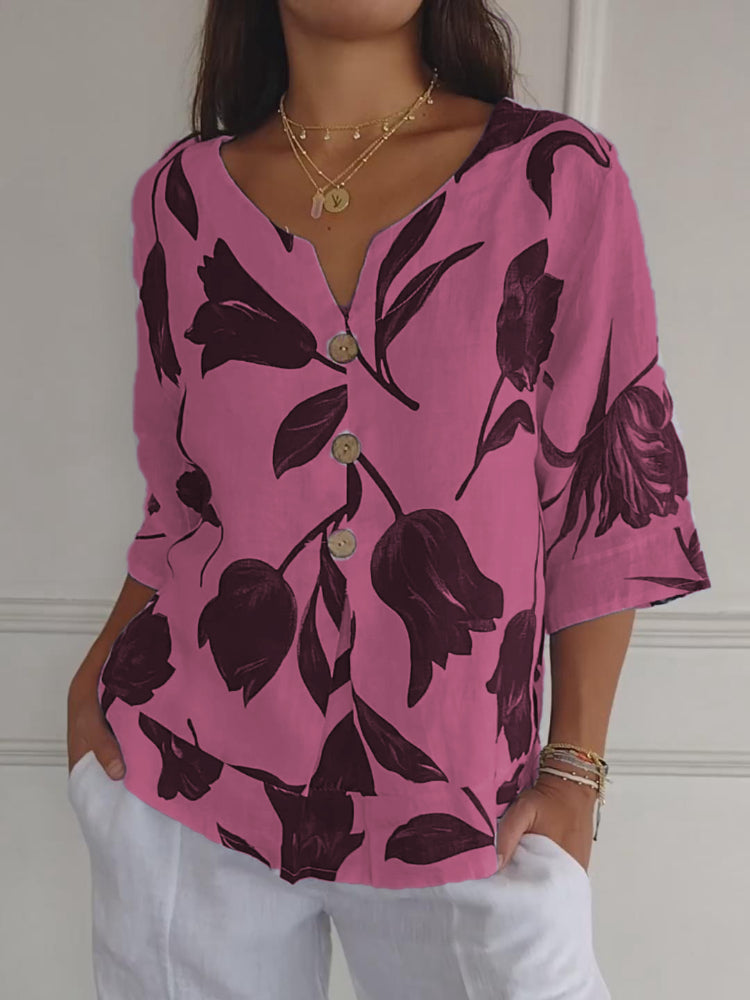 🔥2025 Hot Sale🔥🌷Printed V-neck Tunic Top🌷