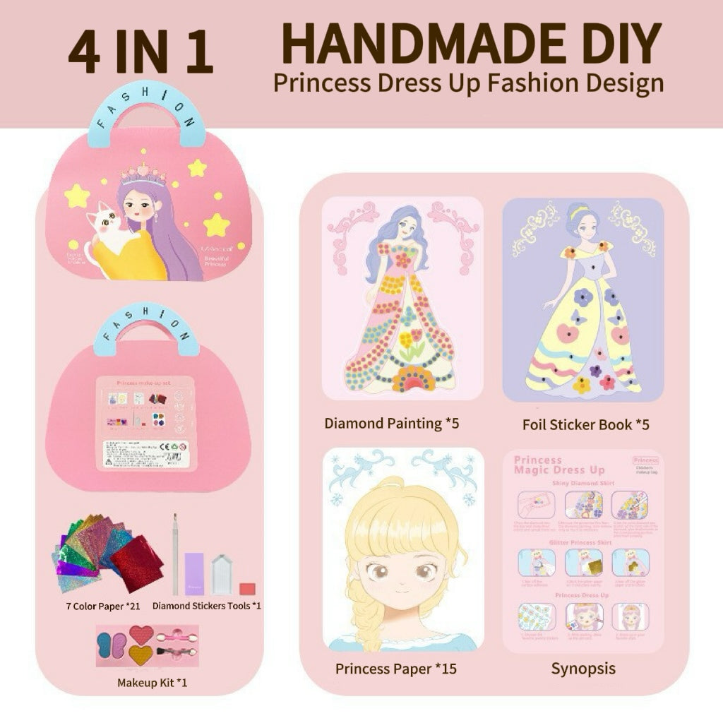 🔥Hot Sale 50% OFF💅Fantasy 3-in-1 Princess Dress Up & Make Up Game Set💝