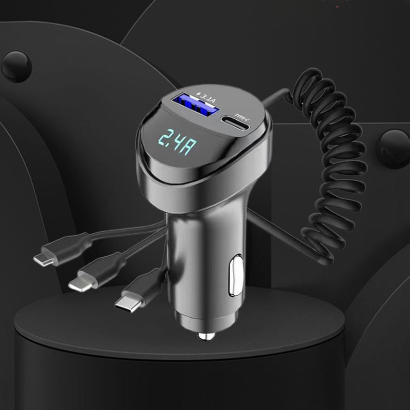 Pxcxu Fast Charging Car Charger with 3-in-1 Charging Cable