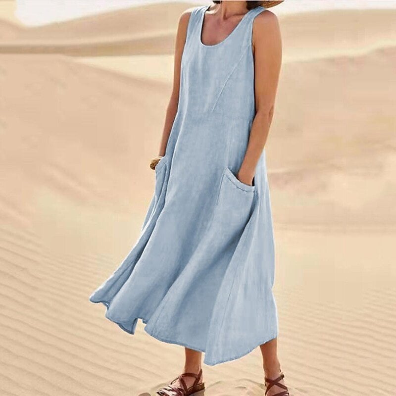 🔥SALE 49% OFF🔥Women's Sleeveless Cotton And Linen Dress