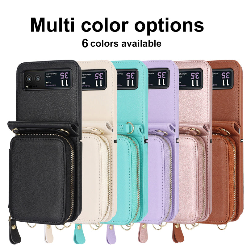 ✨Leather case with card holder and zip for Samsung Galaxy Z Flip3/4/5/6✨