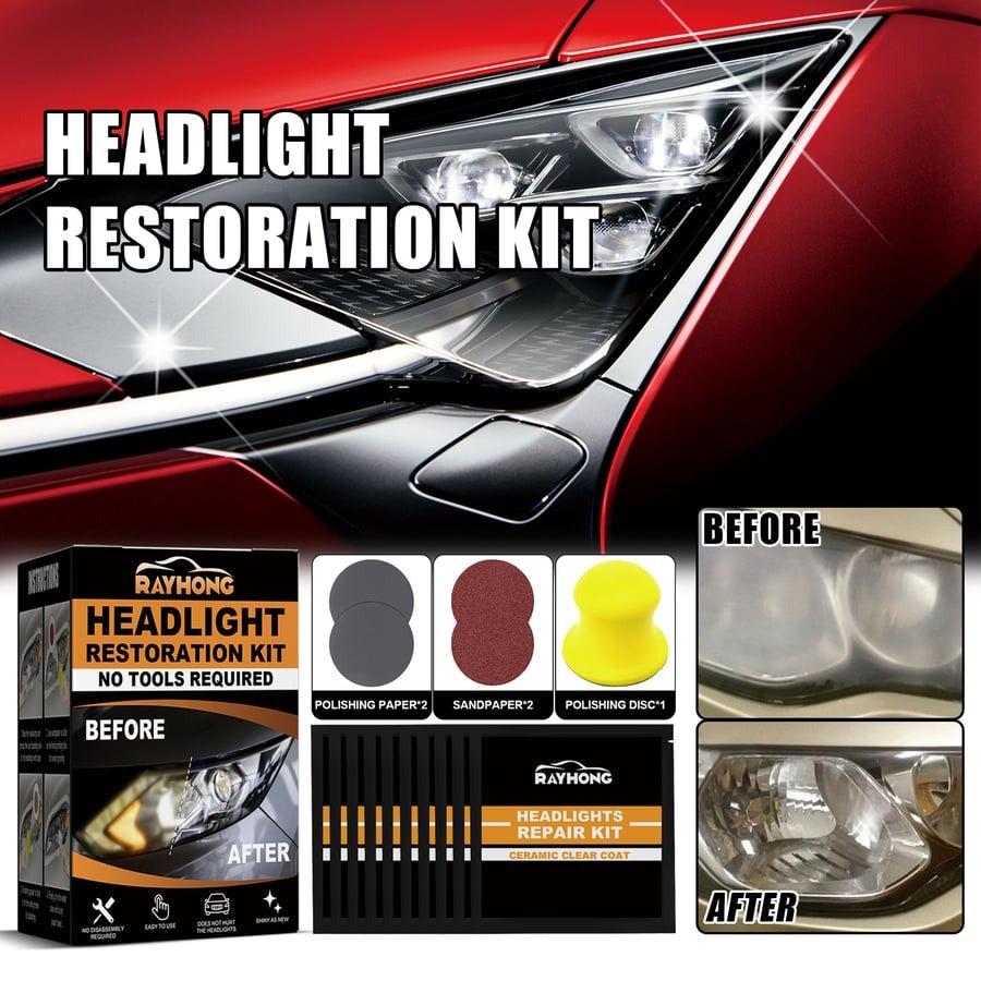 (BUY 3 GET 2 FREE) Automotive Headlight Lens Decontamination and Brightening Repair Kit