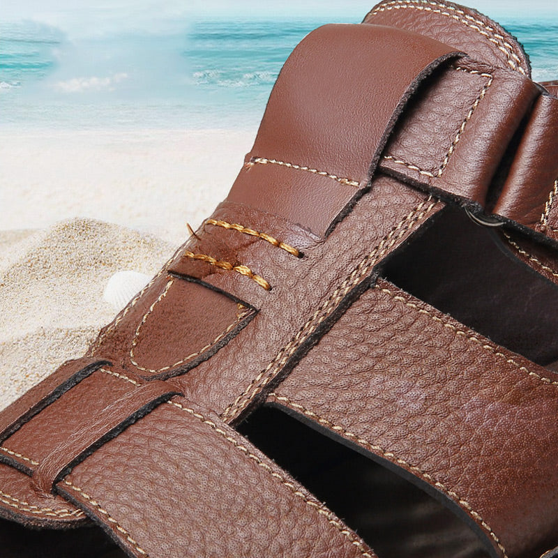 Breathable summer leather sandals for men