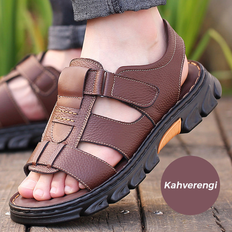 Breathable summer leather sandals for men