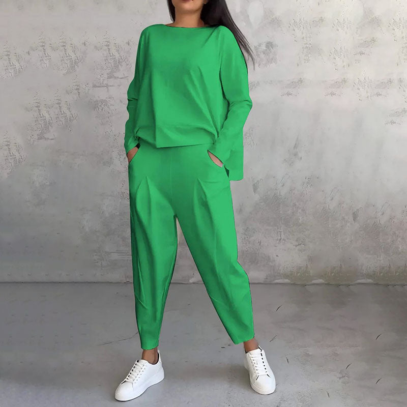 💥Limit Time 50% OFF 💕Women's 2-piece set: long-sleeved round neck top + pants🧥+👖