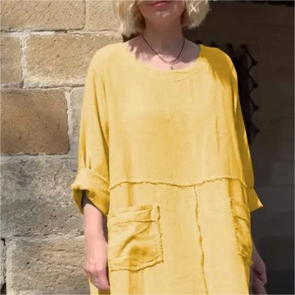 💥End-of-Summer Special Offer💕Casual Breathable Solid Color Round Neck Dress