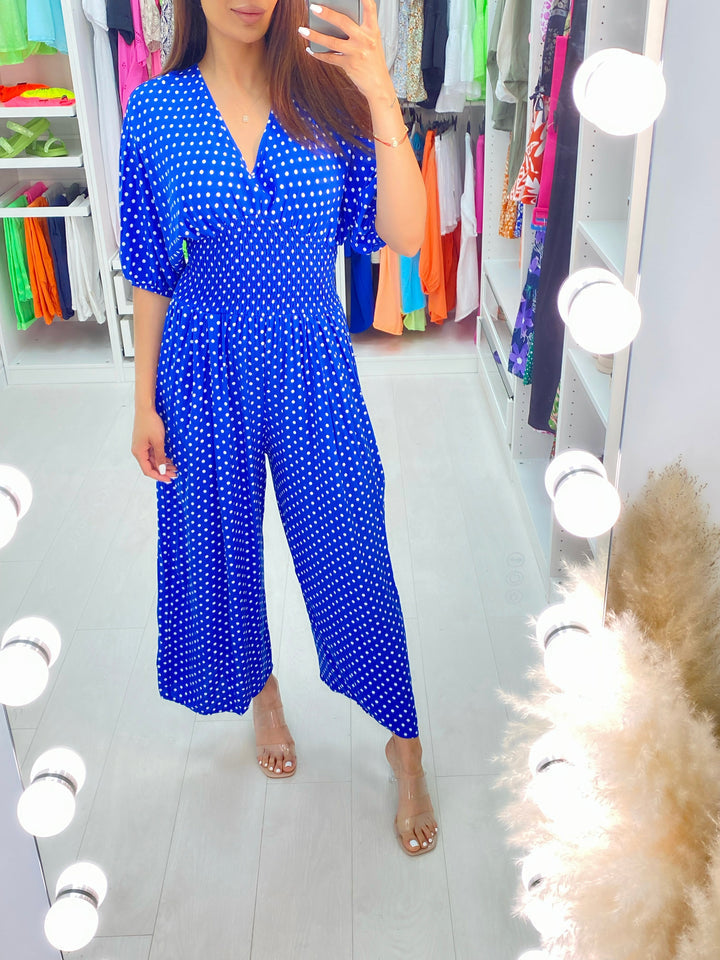 🔥HOT SALE 49% OFF💝Polka Dot Printed Elastic Waist Jumpsuit