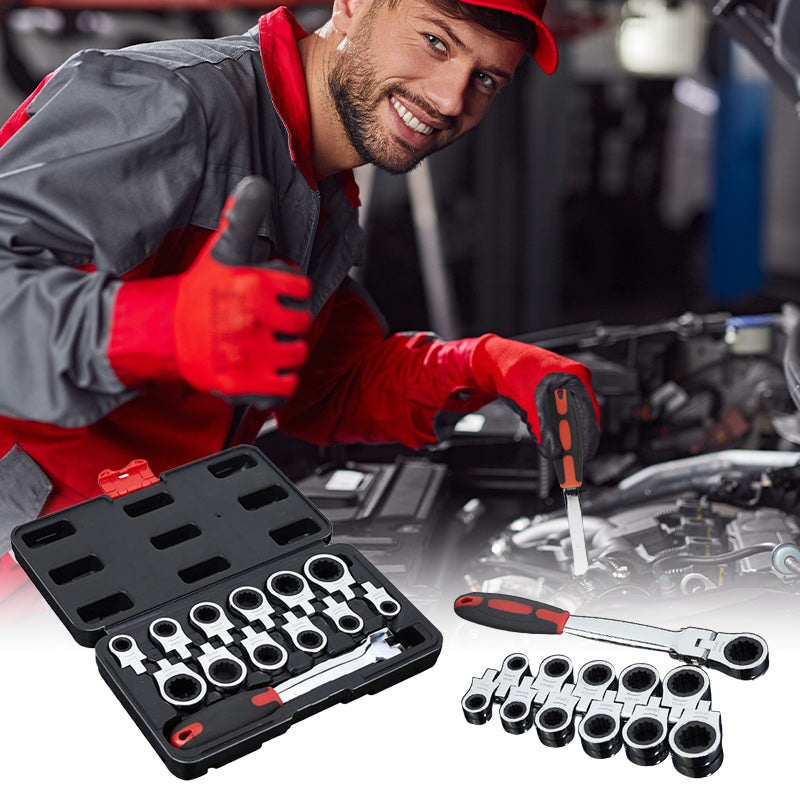 12-in-1 Quick Change Ratchet Wrench Set with Storage Box