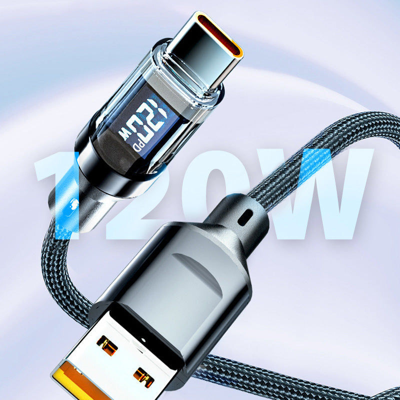 120W Fast Charging Data Cable with Display