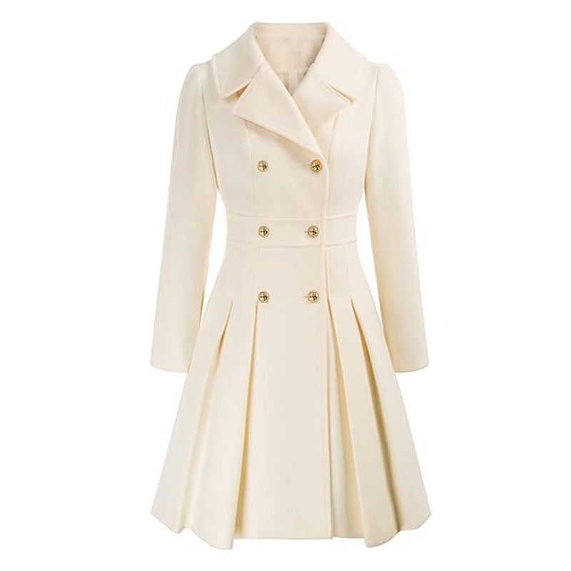 Women's A-line Slim Long Tweed Coat