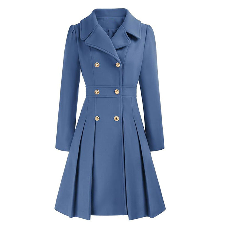 Women's A-line Slim Long Tweed Coat