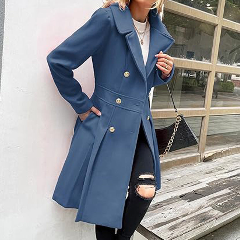 Women's A-line Slim Long Tweed Coat