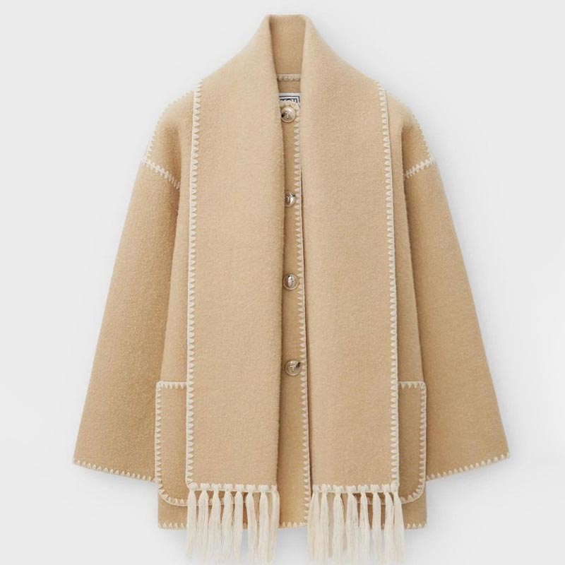 🍂Women’s Tassel Scarf Tweed Coat🍂