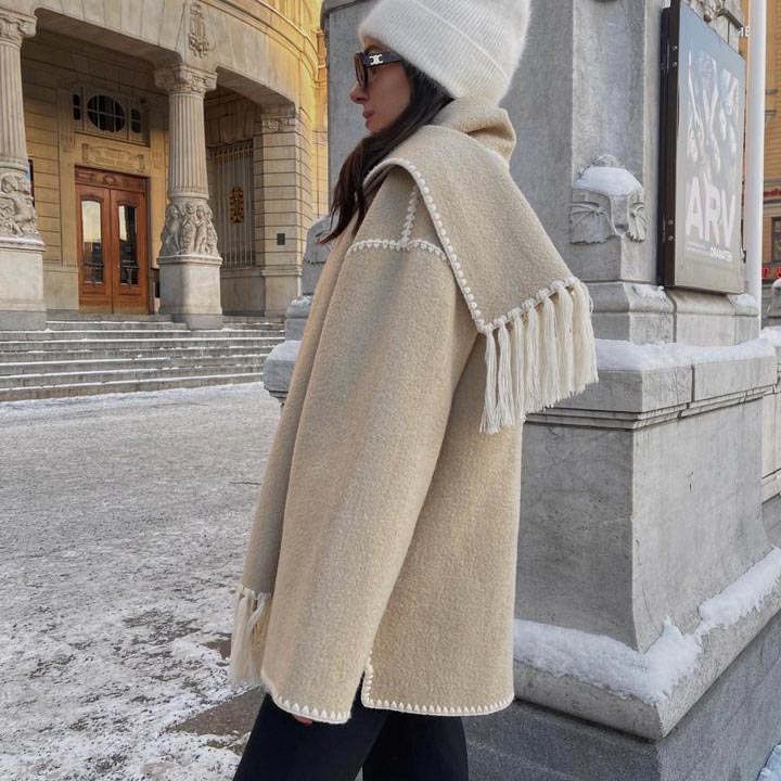 🍂Women’s Tassel Scarf Tweed Coat🍂