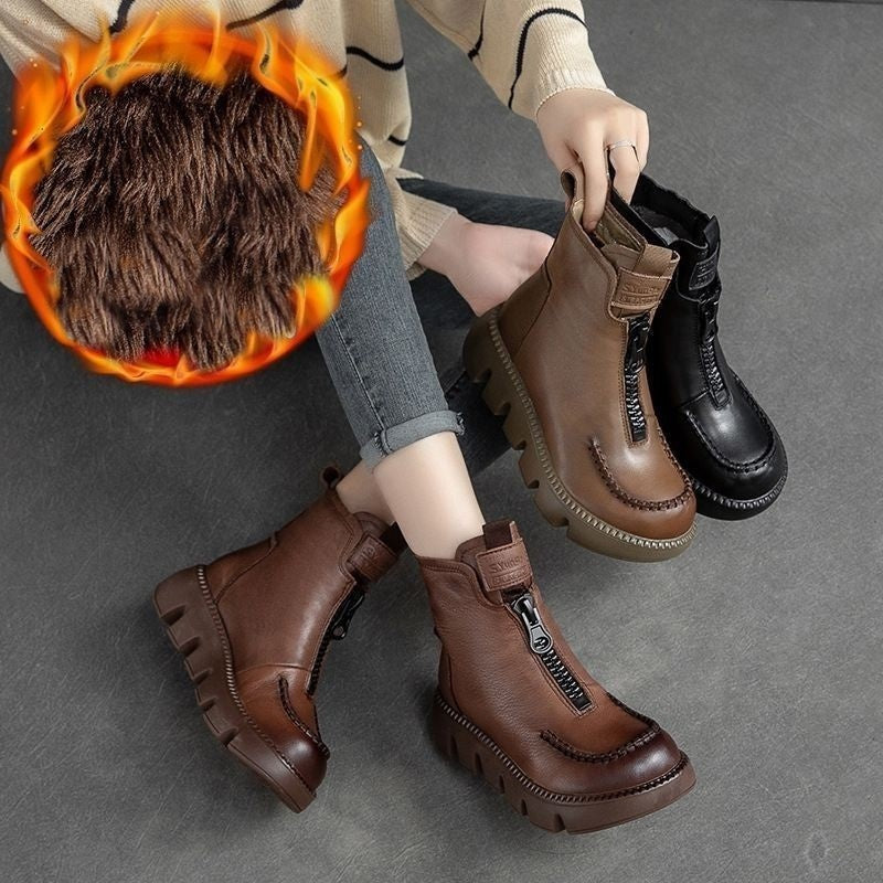 🔥50% OFF🔥Women's Retro PU Leather Warm Short Boots