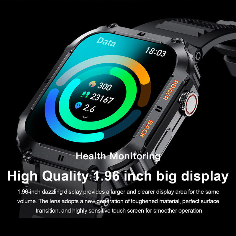 Waterproof Tactical Fitness Bluetooth Smartwatch