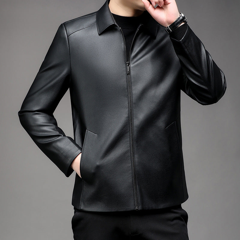 🔥Limited time 50% off sale🔥 Men's Casual Business Lapel PU Leather Jacket