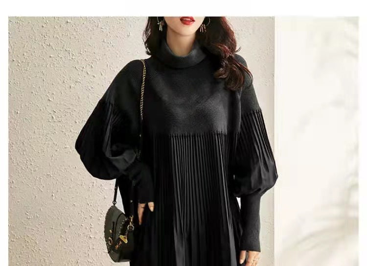 🎀Limited time 45% OFF🎀Plus Size Solid Color Lantern Sleeve Knit Dress