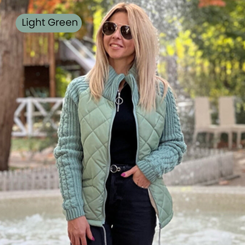 🎁Christmas sale☃️2025 New Women's Knit Patchwork Puffy Jacket