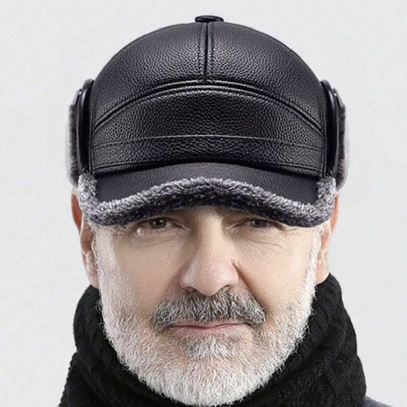 Men's Thick Ear Protection Faux Leather Hat