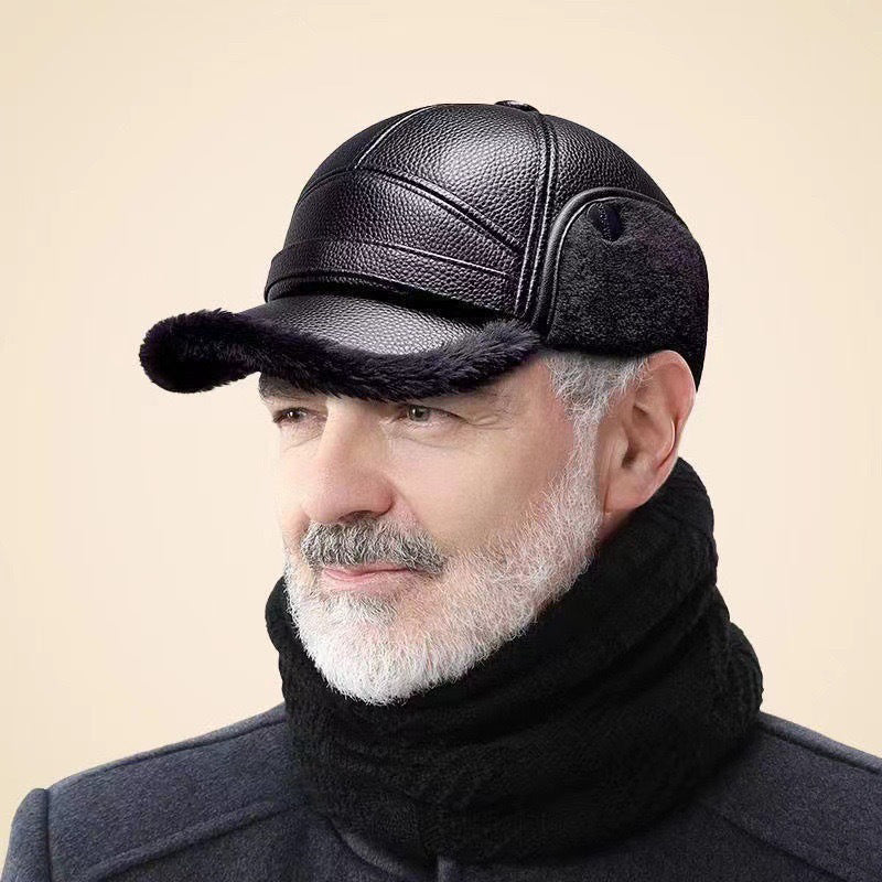 Men's Thick Ear Protection Faux Leather Hat