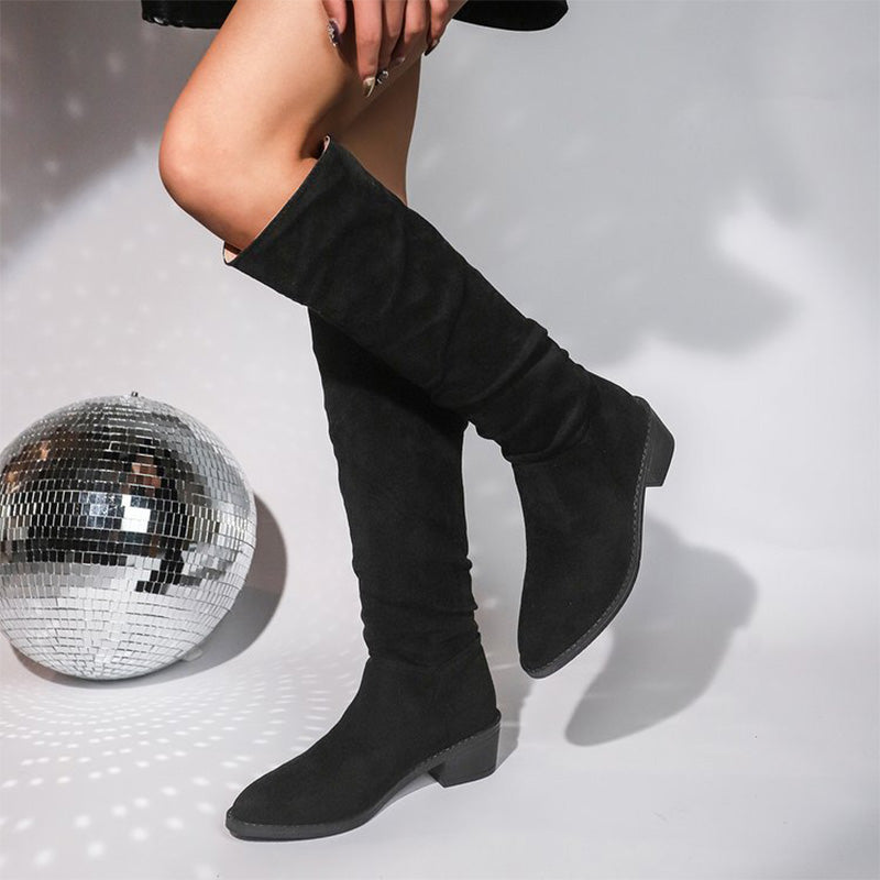 Fashionable Comfortable Knee-High Chunky Heel Boots