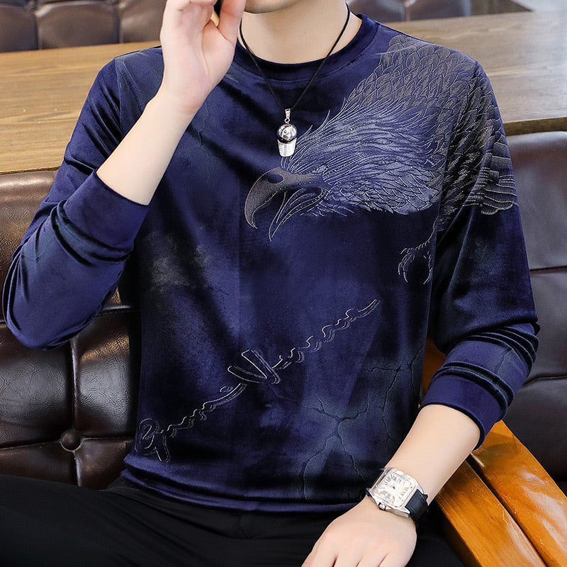 Men's Stylish Eagle Print Long Sleeve Top