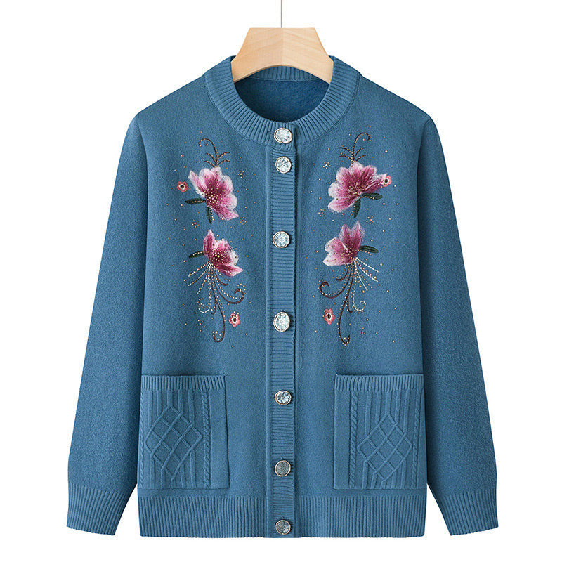 [Best Gift for Mum] Women's Warm Knitted Cardigan with Delicate Embroidery