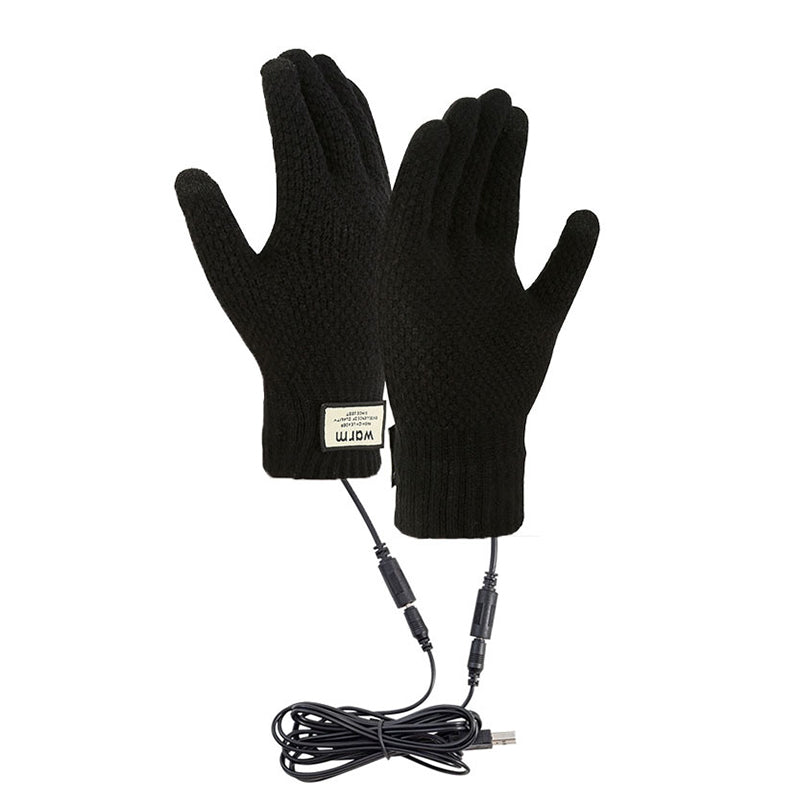 USB Rechargeable Electric Heated Knitted Gloves