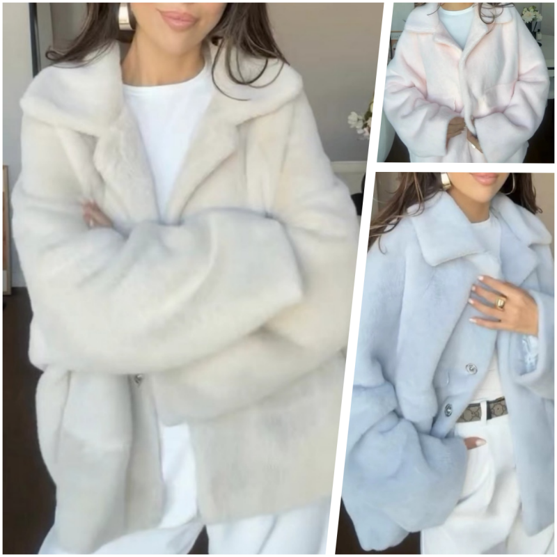 ☃️Warm Winter Series-𝑵𝒐.1 💖Women's Loose Plush Lapel Winter Coat