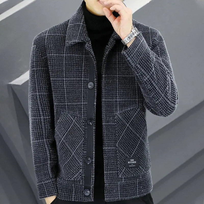 ✨New Arrival✨Men's Fashion Plaid Warm Lapel Jacket（50% OFF）