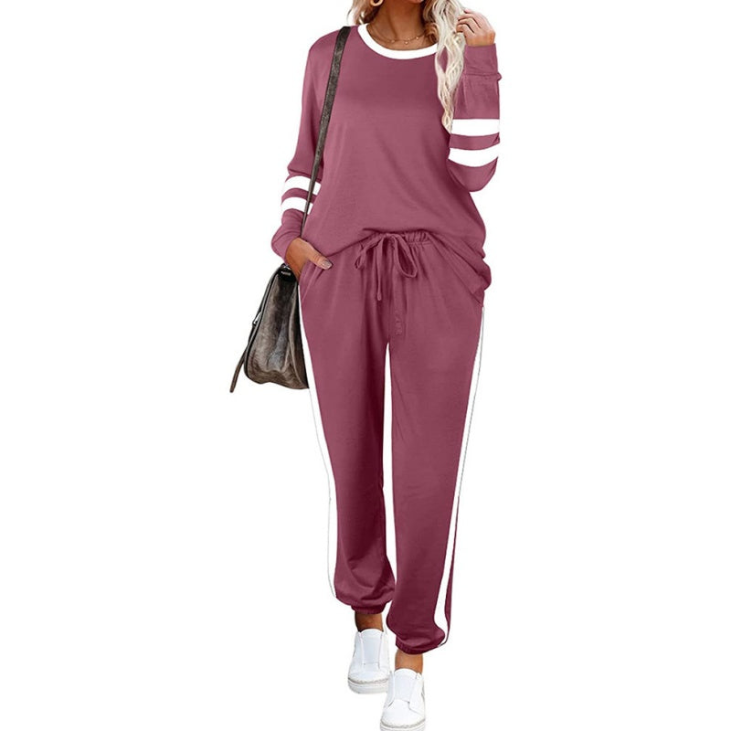 Women’s 2-Piece Crewneck Color-Block Sweatsuit