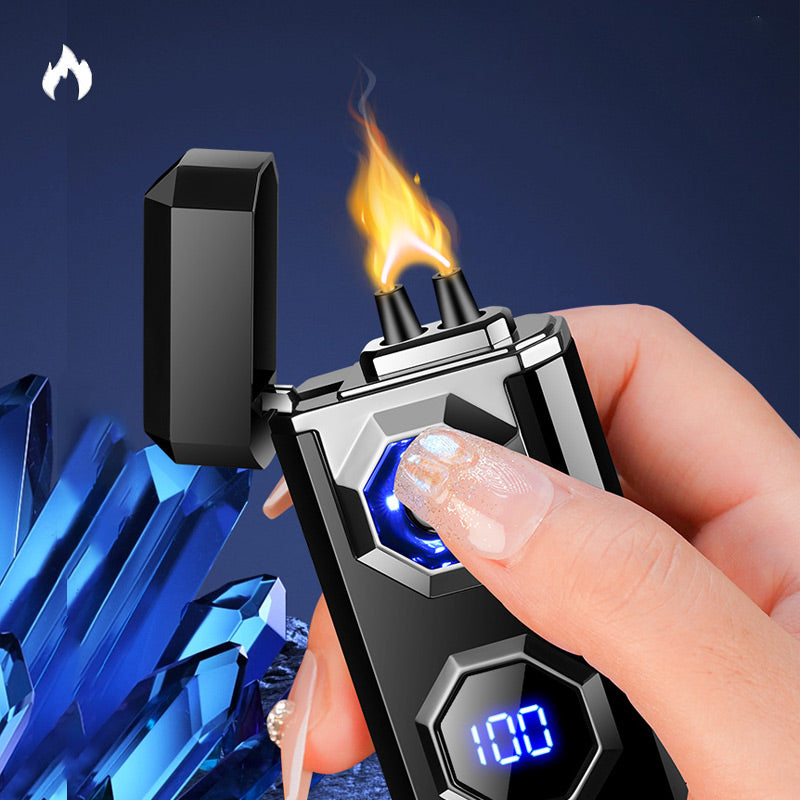 USB Charging Digital Windproof Lighters with LED Lighting Function