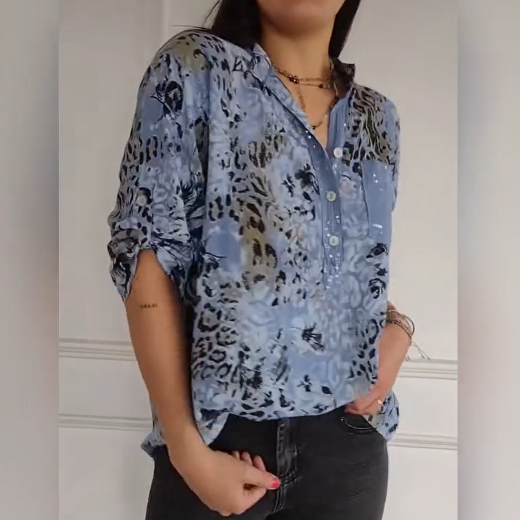 Women's Casual Half Button Printed Shirt