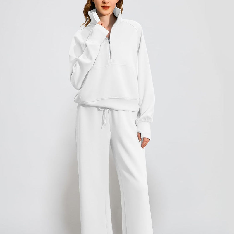 ✨Special Sale 50%OFF🔥 Women’s High-Neck Zip-Up Pullover and Wide-Leg Pants Set