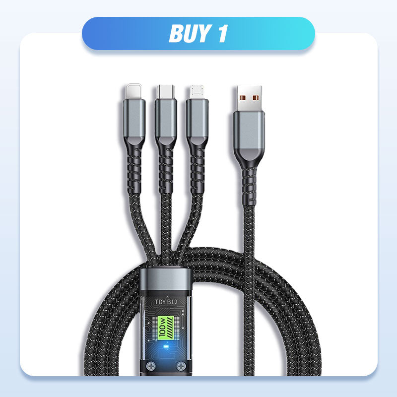 Transparent Luminous 3-in-1 Super Fast Charging Cable