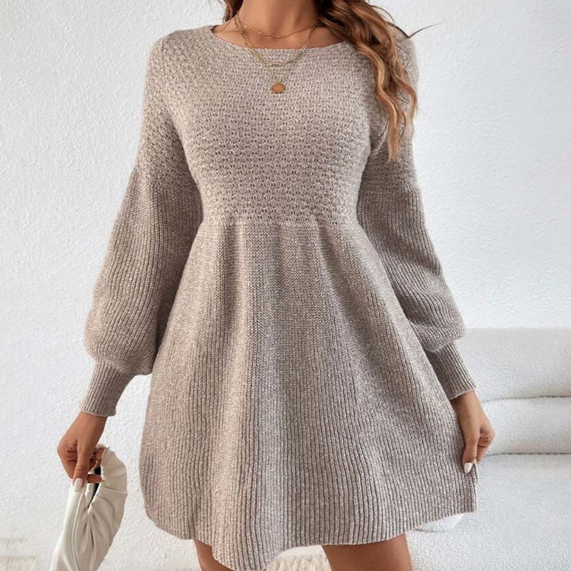 Casual Long Sleeve A-Line Knit Sweater Dress