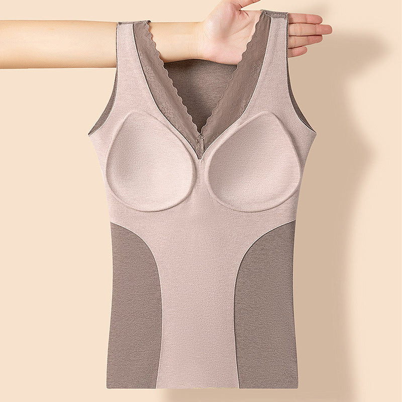 Women's Seamless Thermal Vest with Built-in Bra