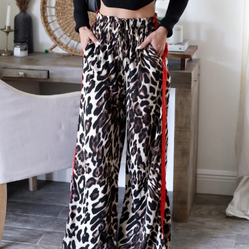 🎉Happy New Year! 50% OFF 🛍️Women's Leopard Print Patchwork Wide Leg Pants