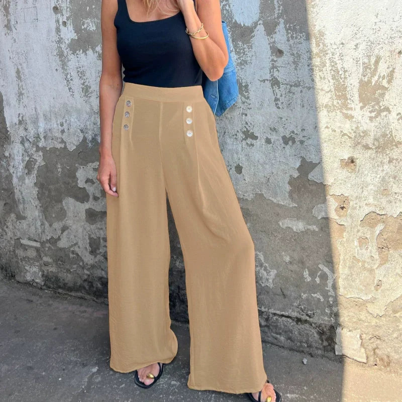 🎉Happy New Year! 50% OFF 🛍️Elastic Waist Button Loose Wide Leg Pants