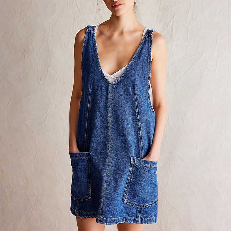 Women's Fashion Denim Backless Dress