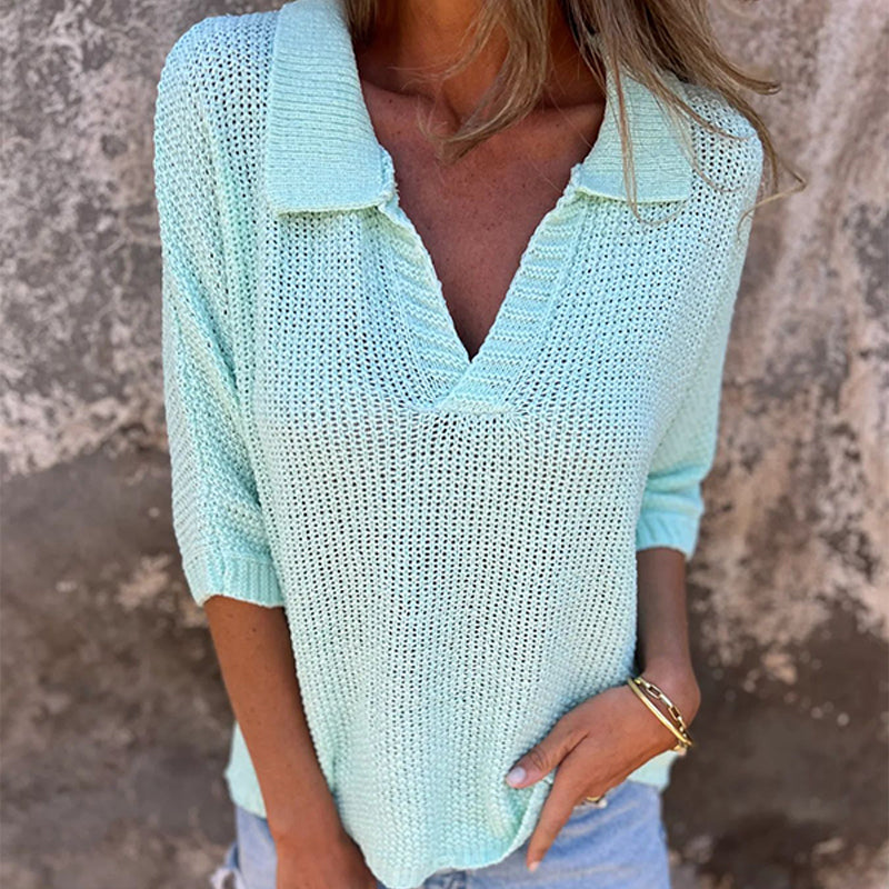 🎉Happy New Year! 50% OFF 🛍️Stylish V-Neck Three-Quarter Sleeve Knit Top