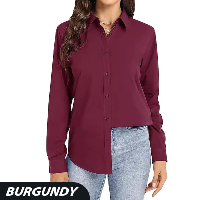 Loose Mid-Length Lapel Casual Long-Sleeved Shirt